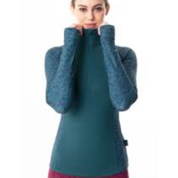 Horseware Thea Tech Quarter Zip Fleece - Galactic Teal/Dynamite Print Size M - Picture 11 of 11